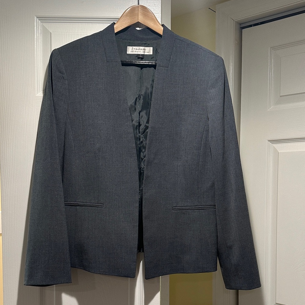 Tahari Dark Gray Suit Jacket